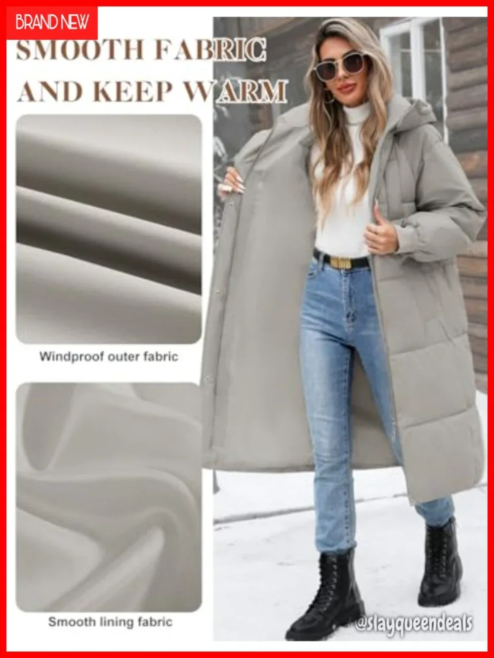 Women's Long Puffer Coat Warm Winter Quilted Jacket Full Zip Down Parka with